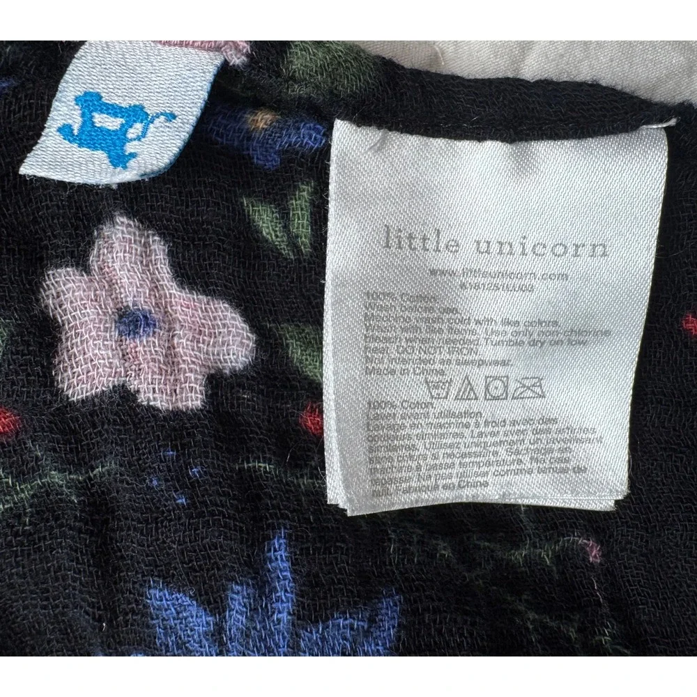 Little Unicorn Black Wildflower Organic Cotton Muslin Swaddle Blanket Floral